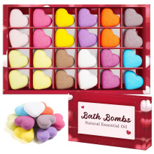 Bath Bombs Gift Set, 30g*24Pcs Organic Natural Vegan Essential Oils Bombs, Individually Wrapped Bath Fizzers, Beauty Spa Bomb Gifts for Girl, Mom