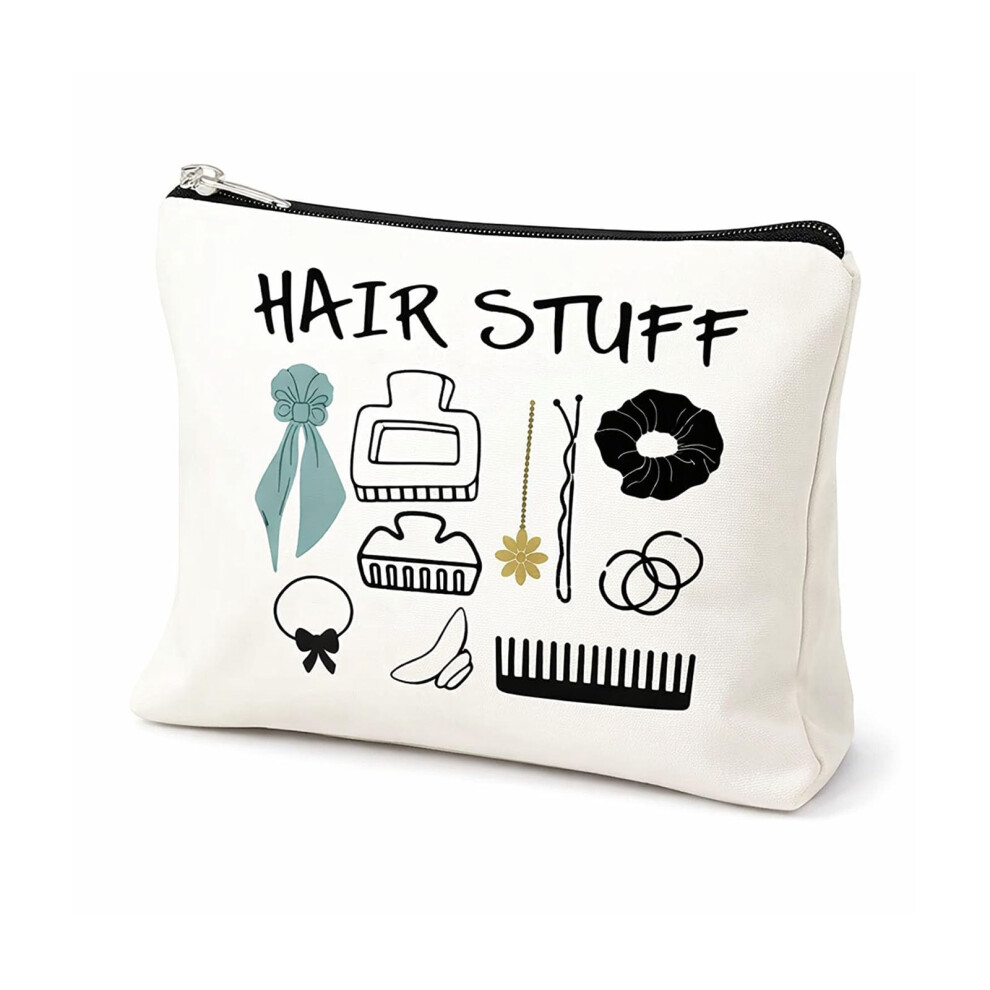 Mikloven Canvas Hair Accessories Pouch With Zipper Â Portable Travel Organiser For Hair Ties & Scrunchies