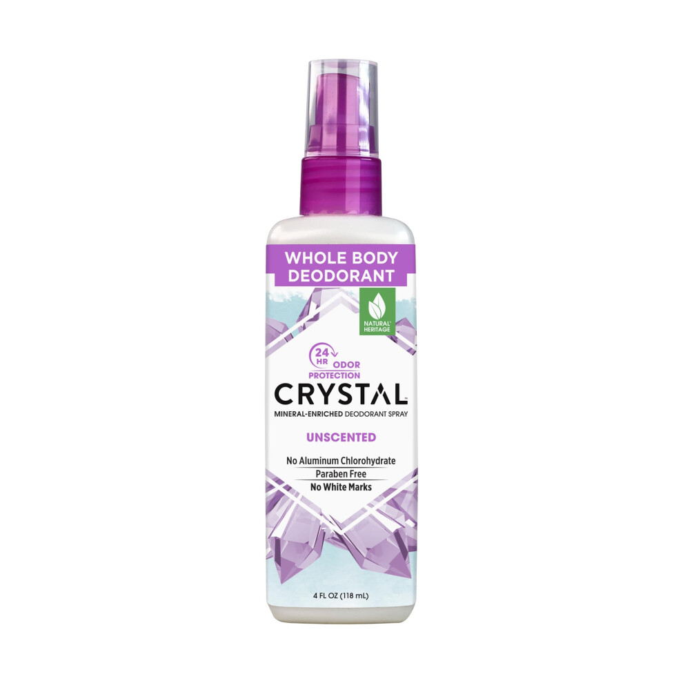 Crystal Essence Crystal Mineral Deodorant Spray, Unscented, 4.0 Oz