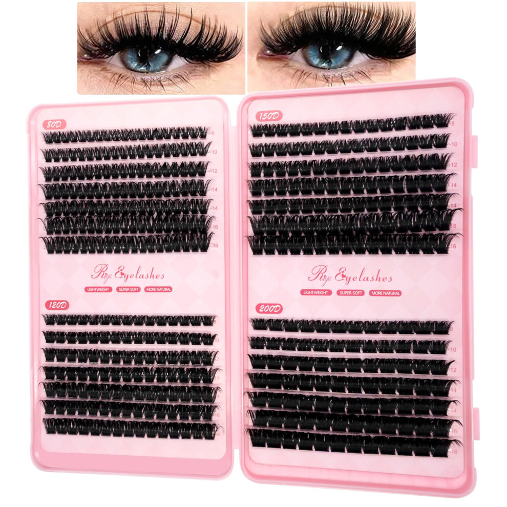 Riya Cluster Lashes 550Pcs D Curl Individual Eyelashes Thick Lash Clusters Diy Eye Lashes Fluffy Russian Eyelashes Extensions For