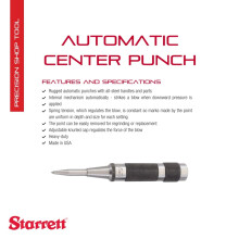 Starrett 18C Automatic Centre Punch Heavy-Duty With Adjustable Stroke, 5-1/4" Length, 11/16" Diameter