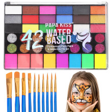 Face Painting Kit, 42 Vibrant Face Paints, Professional Face Paint Kit With 10 Brushes, Washable Body Paint, face painting stencils
