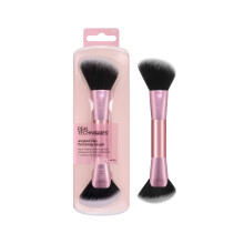 Real Techniques Angled Fan Finishing Brush, Dual-Sided Makeup Tool for Blush, Bronzer & Contour, 2-in-1 Face Brush for Liquid, Cream & Powder