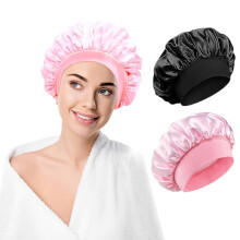 Luoqun88 Hair Bonnet for Sleeping, Wide Elastic Band Satin Bonnet Shower Cap for Women Makeup Hair Care Elastic Hat Soft Sleep Cap Satin Head Cover
