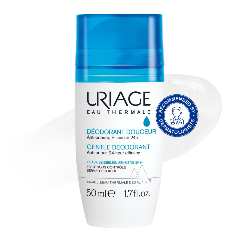 Uriage Gentle Roll-On Deodorant 50Ml - Anti-Odor, 24H Efficacy - Sensitive Skin - Aluminium-Free, Enriched In Antibacterial Actives