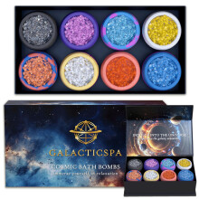Galacticspa Cosmic Crystal Bath Bombs / 8 x 60g Handmade Bubble Bath Gift Set/Epsom Bath Salt/Vegan & Cruelty-Free/Luxury Spa Gift for Men