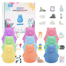 SHUCHING 9 XXL Bear Bath Bombs with Surprise Inside, Natural Organic Animal Bathbomb for Kids Children Toddler Birthday Easter