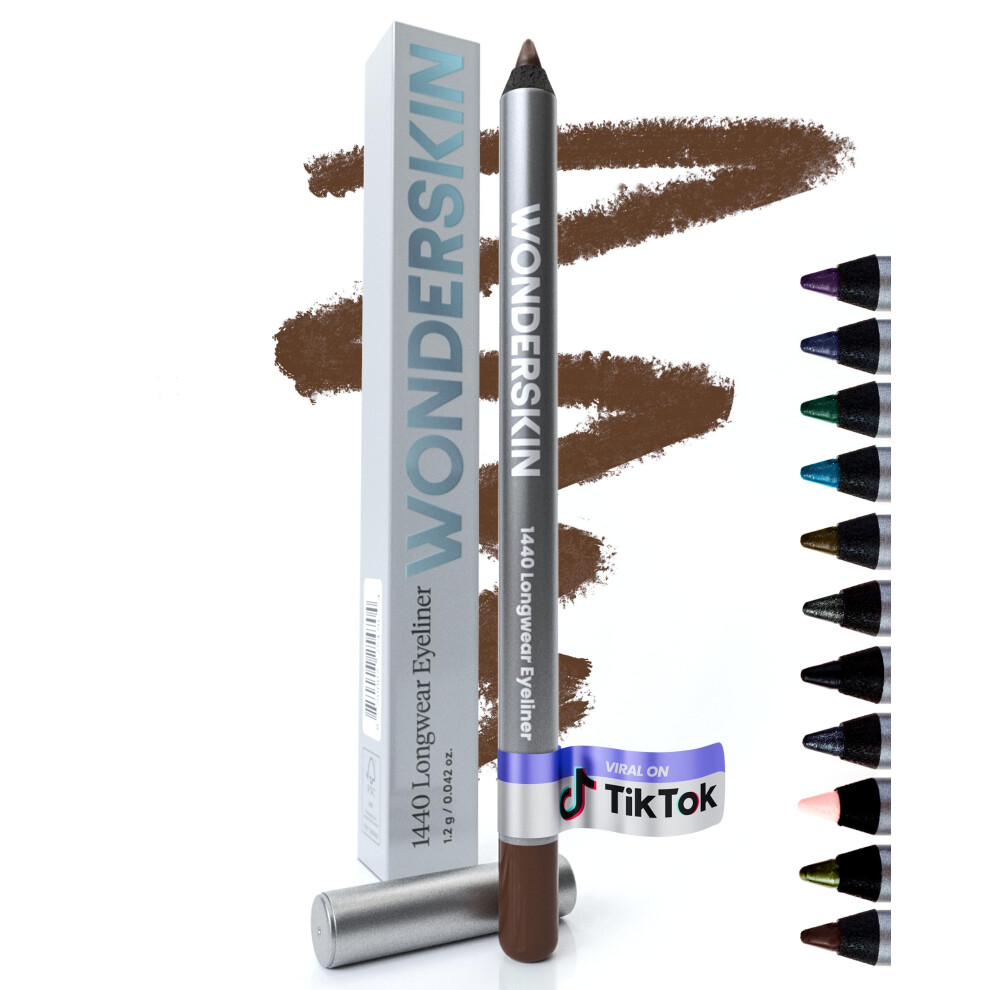 Wonderskin Brown Eyeliner Pencil, 1440 Longwear Eyeliner Pencil - Waterproof, Sharpenable & Smudge Proof