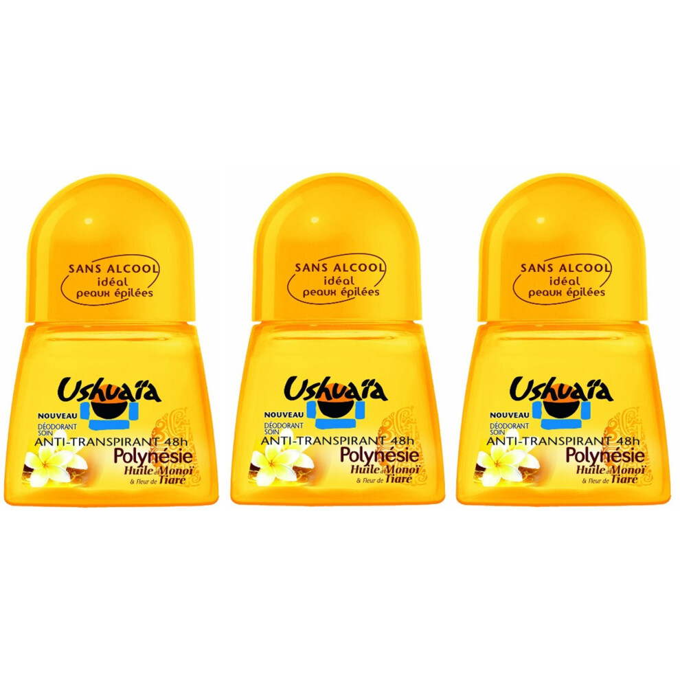 Ushuaia WomenâS Deodorant Ball Treatment Polynesia Monoi Oil & Tiara Flower, 48 Hours Protection - 50 Ml - Pack Of 3
