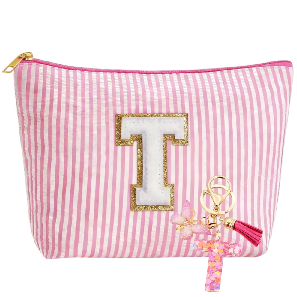Mhwan Personalised Make Up Bag, Makeup Bag And Keychain With Initial, Personalised Gifts For Mothers, Girlfriends, And Sisters