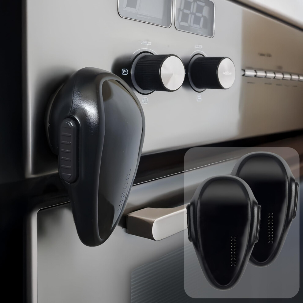 Coody Child Safety Oven Door Lock, 2 Pack, Heat-Resistant Strong Adhesive Lock, Easy To Install, Oven Lock For Childproofing (2 X Black)
