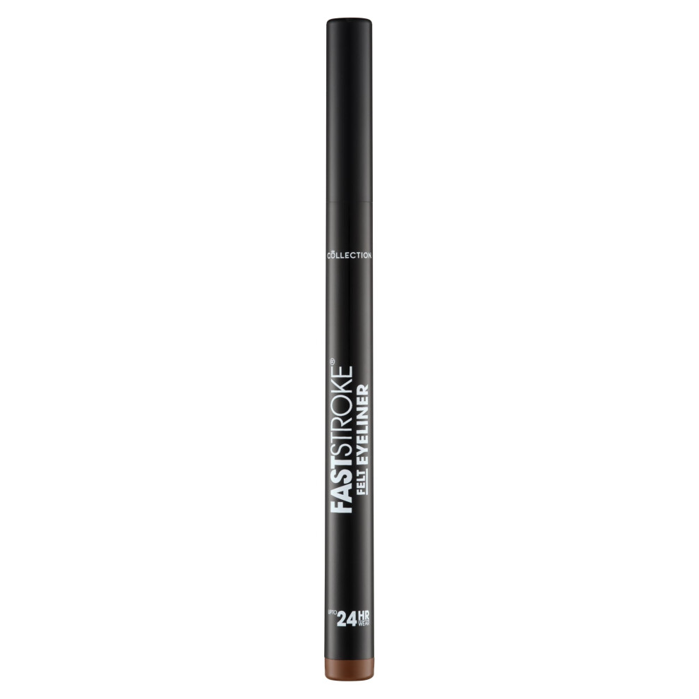 Collection Cosmetics Fast Stroke Felt Tip Eyeliner With Fine Tip, Long Lasting 24Hr, Quick Drying Formula, 4Ml, Brown