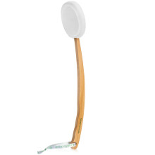 Lotion Applicator for your Back, Legs, Feet - Long Curved Easy Reach Wooden Handle Body Brush for Suntan, Sunless Self Tanning, Skin Cream, Acne