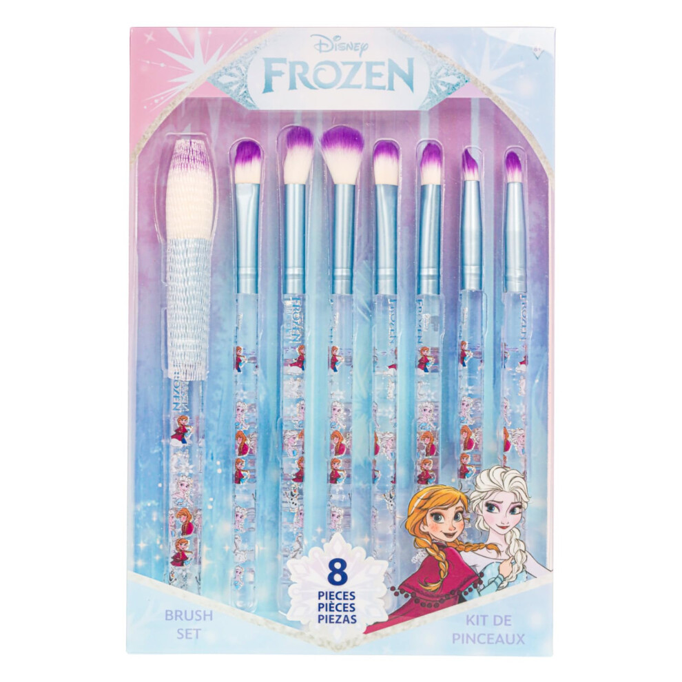 Townley Girl Disney Frozen 8-Piece Makeup Brushes Set For Eyeshadow, Highlighter, Blush, Soft Hairs, Makeup Kit For Girls 8+, By