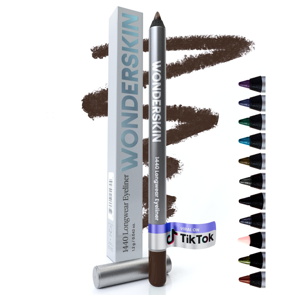 Wonderskin Brown Eyeliner Pencil, 1440 Longwear Eyeliner Pencil - Waterproof, Sharpenable & Smudge Proof
