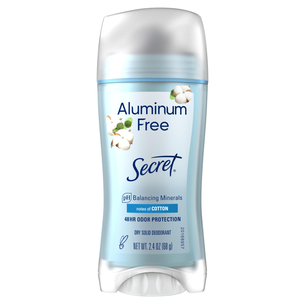 Secret Aluminum Free Deodorant For Women, 48Hr Odor Protection, Free Of Parabens Dyes Talc & Baking Soda, Ph Balancing Minerals, Dry Solid