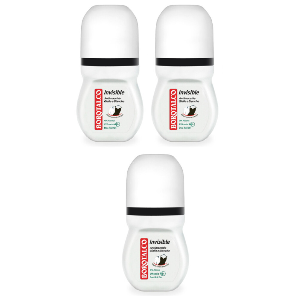 Borotalco 3X Roberts Invisible Roll-On Deo Deodorant 50Ml 48H! 0% Alcohol!