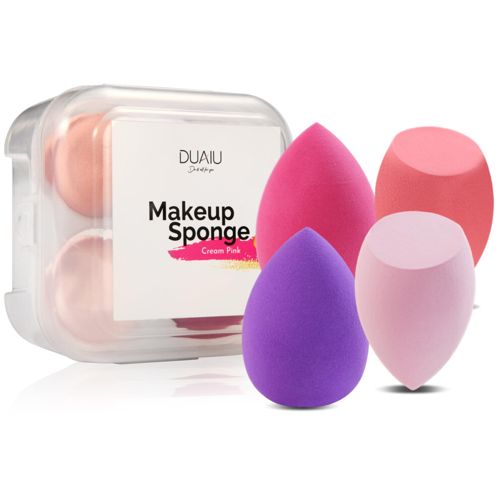 Duaiu Makeup Sponge 4 Pack Beauty Blender Foundation Sponges Set 4 Color Latex Free Blender Beauty Makeup Sponges With 1 Sponge Holder Case