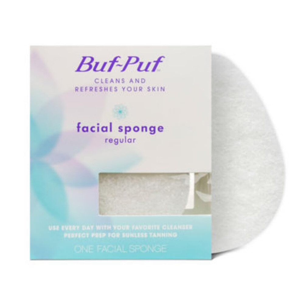 Buf-Puf Regular Facial Sponge, Dermatologist Developed, Removes Deep Down Dirt & Makeup That Causes Breakouts And Blackheads, Reusable, Exfoliating