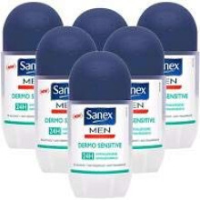 6 x Sanex Mens “Dermo Sensitive” Deo roll-on for sensitive skin – 50 ml