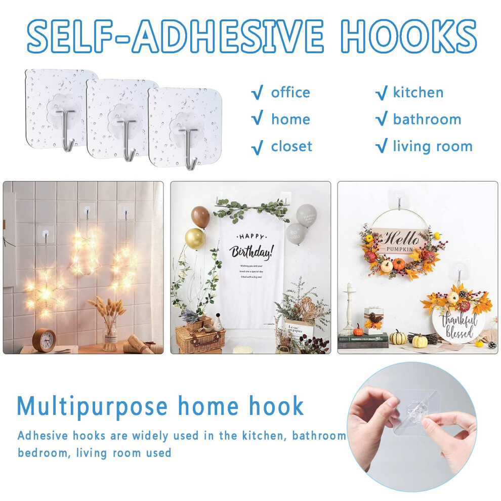 Self Adhesive Hooks 30Pcs Sticky Hooks For Hanging Hooks Heavy Duty 10 5006414152057