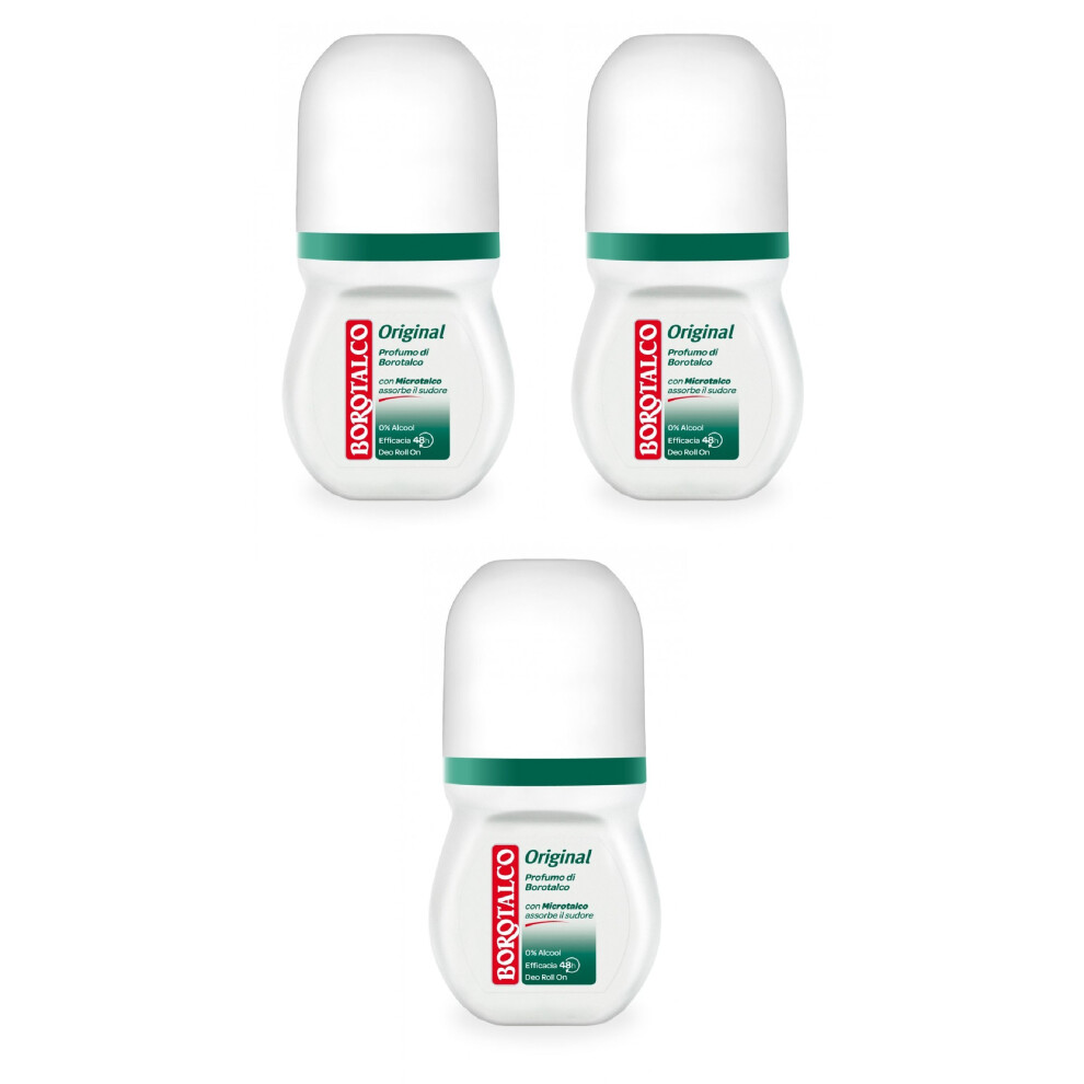 Borotalco 3X Roberts Original Talc Scent Deodorant Deo Roll-On 50Ml 0% Alcohol! Haut