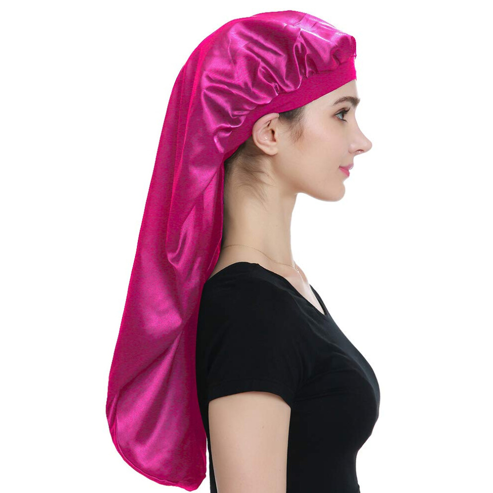 Alnorm Fuchsia Jumbo Bonnet For Braids Large Sleep Cap For Women