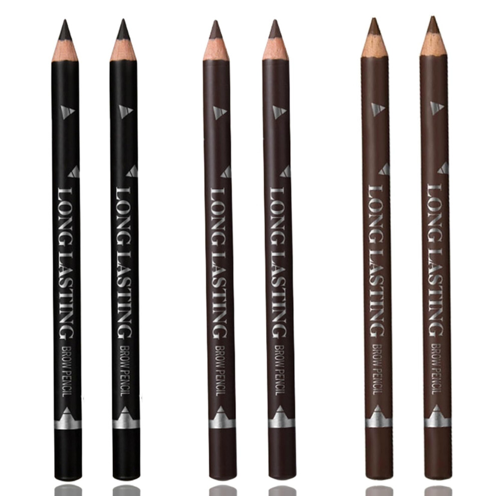 Rubytint Black 6Pcs Eyebrow & Eyeliner Pencil Set -Pack Waterproof & Smudge-Proof Brow Pen Â Long-Lasting Makeup For Precise Definition Â Includes