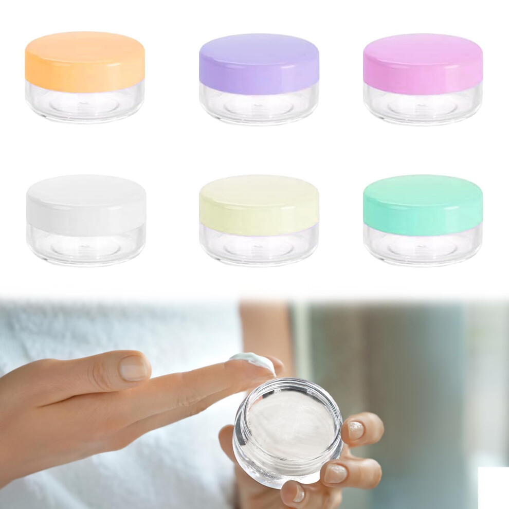 Mekeet Cream 6Pcs Travel Pots - Empty Plastic Containers With Lids For Mini Toiletries, Cosmetic Samples, Lotions - 10Ml