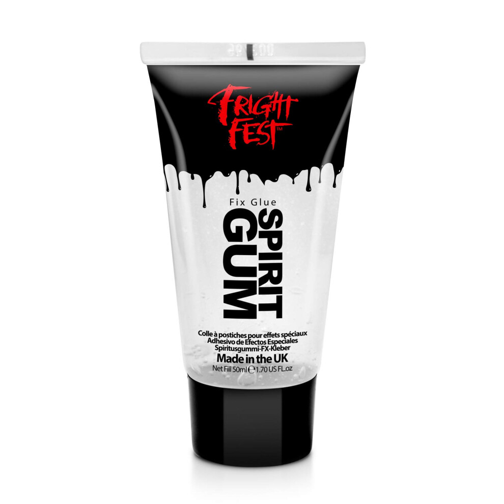 Fright Fest Mastix Spirit Gum Glue Adhesive 50Ml Cosmetic Grade By - Fix Prosthetic, Gems, Glitter Great Glitter Tattoo Glue, Body Glue