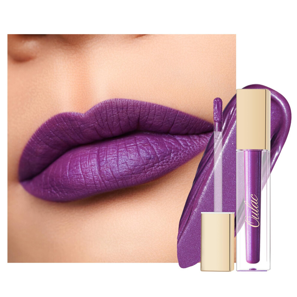 Oulac Purple Matte Liquid Lipstick For Women, Violet Long Lasting Lip Gloss, Waterproof, Highly Pigmented Creamy Formula Lipstick With Vitamin E
