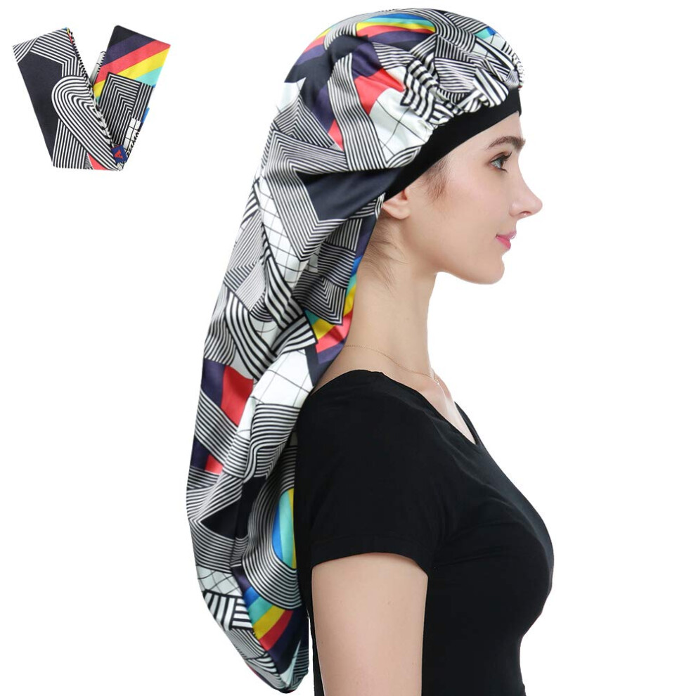 Alnorm Extra Large Satin Bonnet For Sleeping Sleep Bonnet Double Layer