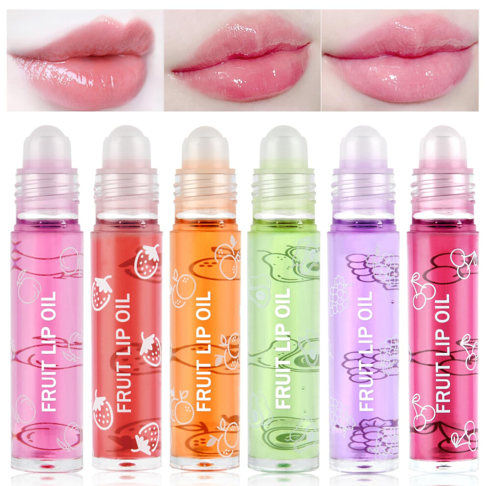 Aoowu 6 Pcs Hydrating Lip Oil Set, Fruit-Flavored Plumping Lip Oil, Long Lasting Lip Glow Balm Lip Care
