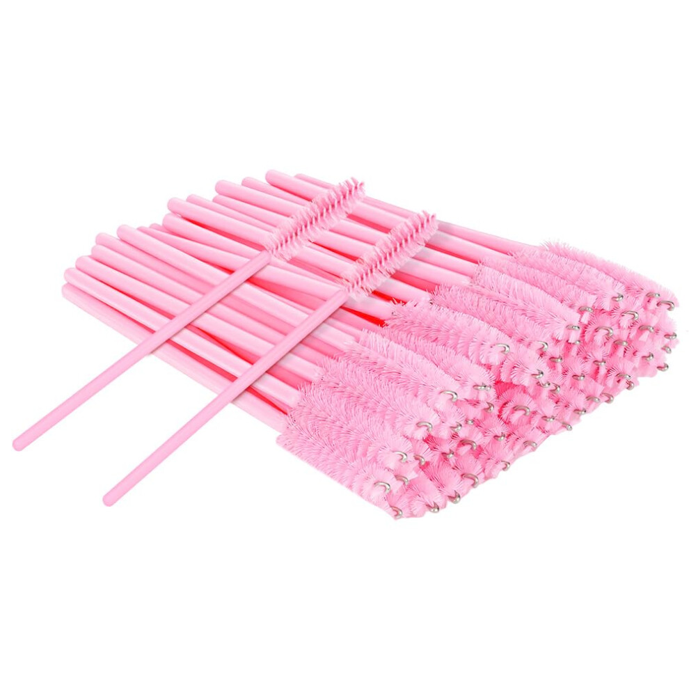 Butbu 50Pcs Disposable Eyelash Brushes, Mascara Wands, Portable Eyebrow Spoolie Castor Oil Brush, Eye Lash Applicator Brushes