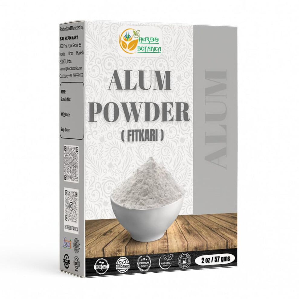 Herbs Botanica Alum Powder Alumbre Potassium Alum Fitkari Fatkari Granulated Potassium Alum Powder Nothing Added 2 Oz / 57 Gms