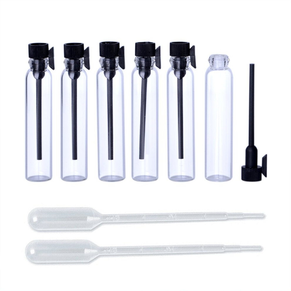 Enslz Black 100Pcs Perfume Samples Mini Bottles With Lid Empty Glass Vials Dropper Bottle For Travel And Partyâ¦ (1Ml)
