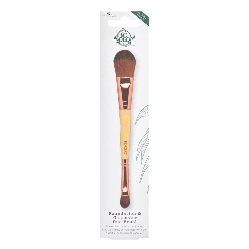 So Eco Cream Foundation & Concealer Brush - Vegan & Cruelty-Free Dual-Ended Brush For & Liquid Formulas, Soft Synthetic Bristles, Bamboo Handle