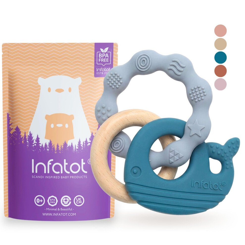 Infatot Premium Silicone Teething Toys Baby 0–6 Months – Whale & Octopus Bpa-Free Teether, Multi-Texture Sensory Chew Toy, Easy Grip, Gum Relief