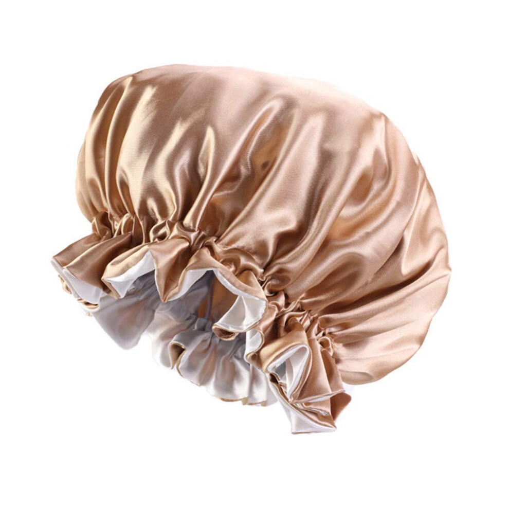 Jk Home Women Bonnet Double Layered Adjustable Sleep Cap Reversible Night Sleeping Hat Hair Turban Khaki