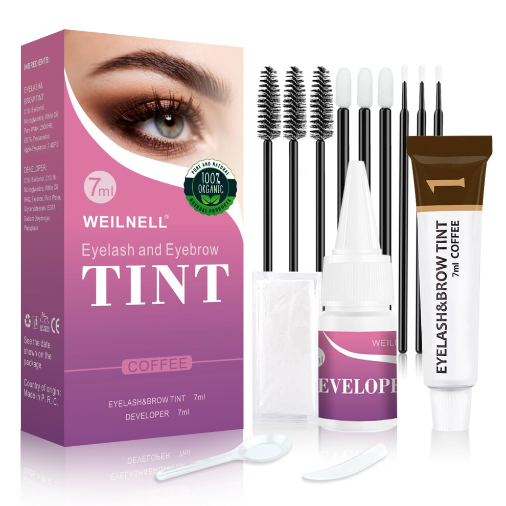 Weilnell Eyebrow & Eyelash Tint Kit, Professional Instant Lash & Brow Dye Kit, Easy To Use With Natural Results
