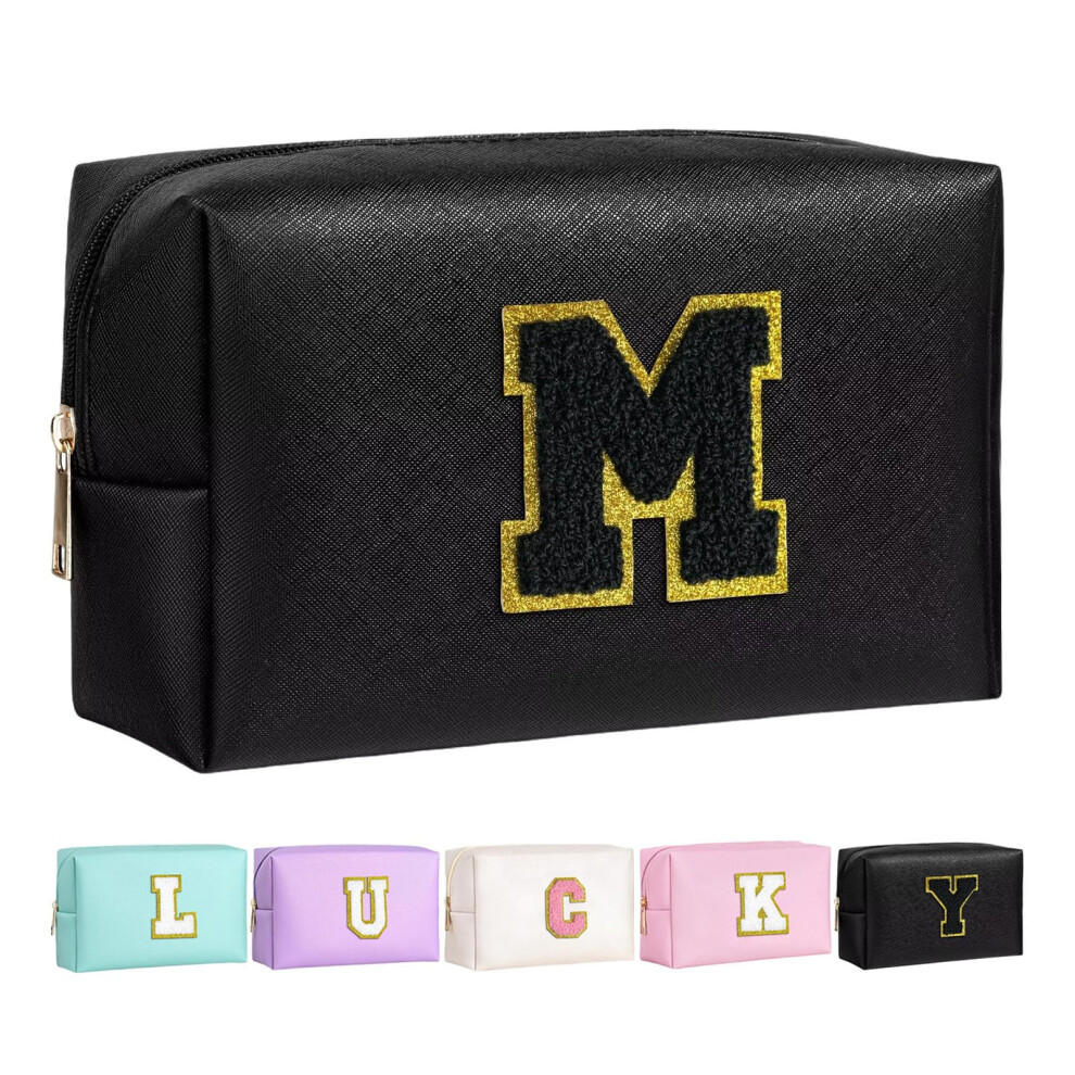 Boletochic Makeup Bag For Girls And Womenï¼Personalized Initial Makeup Bags Waterproof Pu Leather Zipper Travel Organizer Toiletry Cosmetic Bag Makeup Pouch