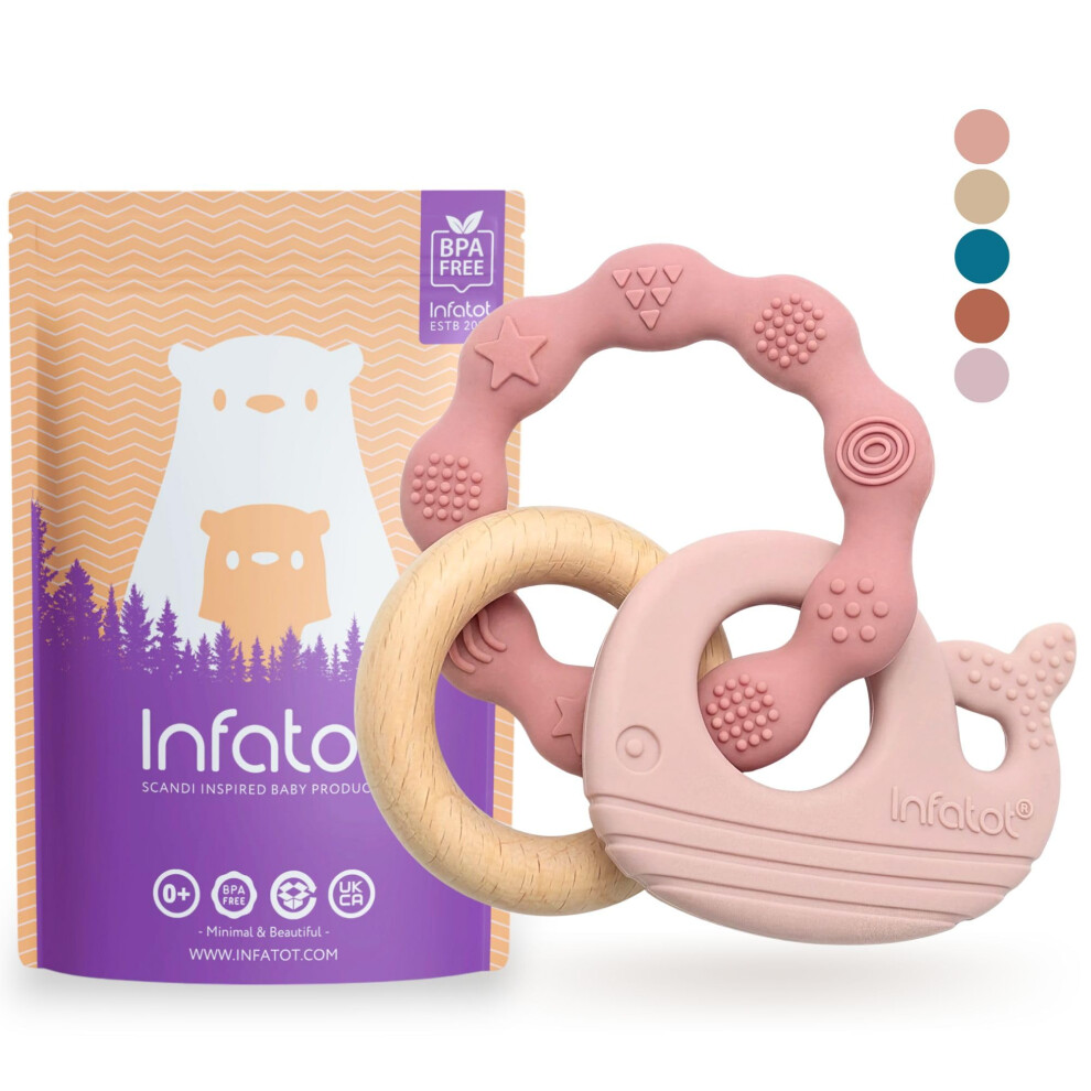 Infatot Premium Silicone Teething Toys Baby 0–6 Months – Whale & Octopus Bpa-Free Teether, Multi-Texture Sensory Chew Toy, Easy Grip, Gum Relief