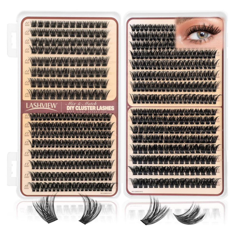 Lashview Cluster Eyelash Extensions Volume Lash Extensions Diy Eyelash Extensions For Beginners Wispy Eyelash Clusters Natural Fluffy Individual