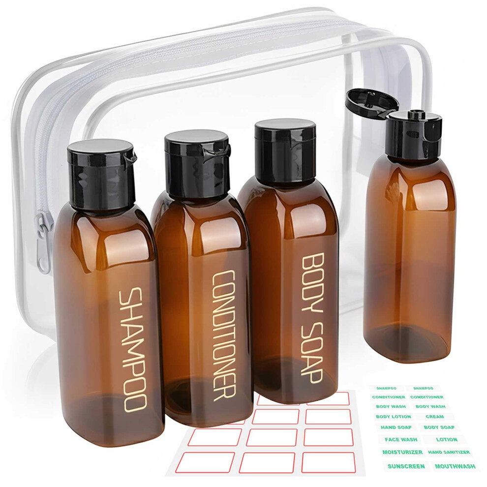 Decorniqu 4Pack 100Ml Travel Bottles For Toiletries Leak Proof Travel Size Toiletries Tsa Approved Shampoo And Conditioner Bottles Reusable Travel