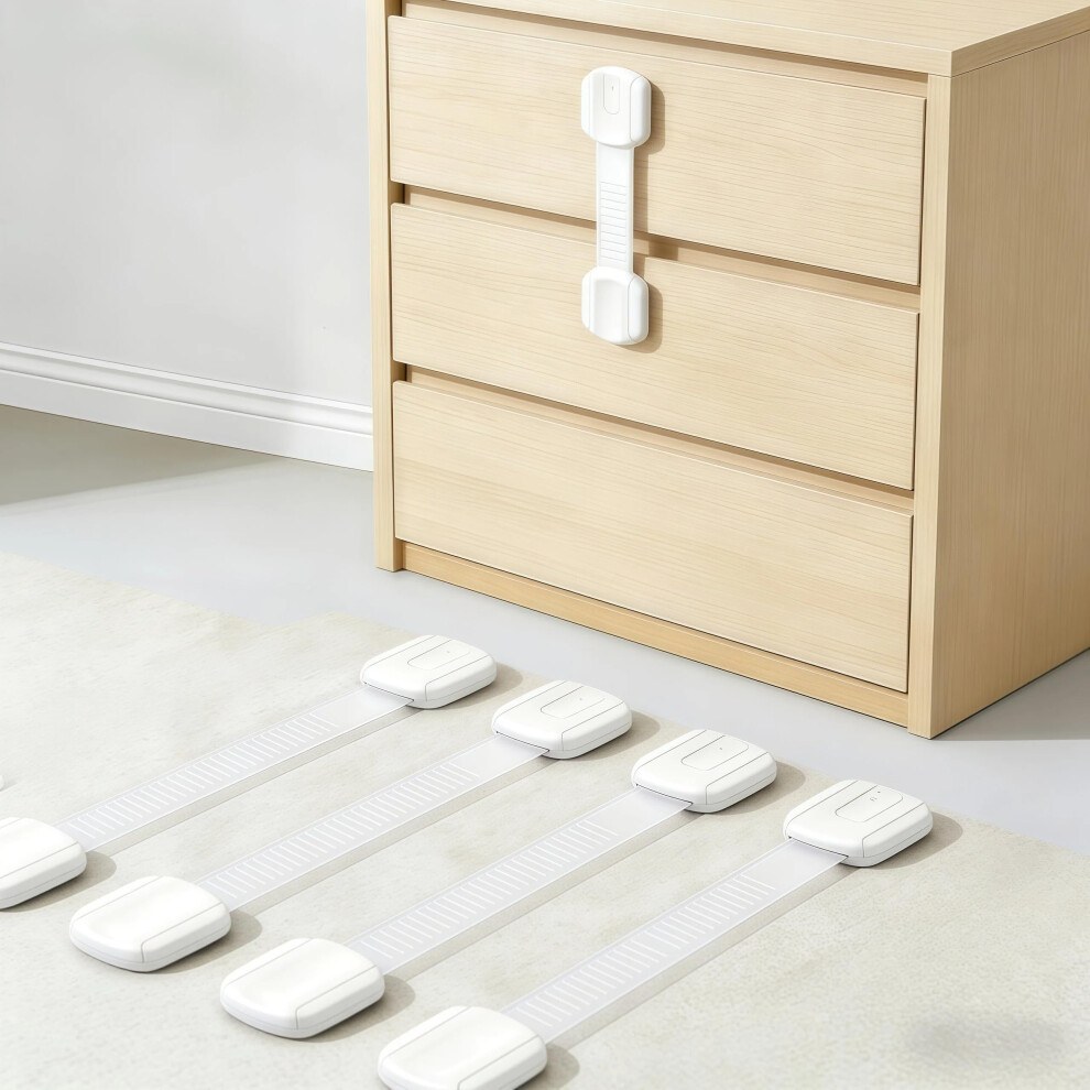 Baby Safety Straps Locks 4 Pack - Child Proof Cabinet Locks, Adjustable Baby Proofing Drawer Latches, Adhesive Cupboard Locks For Kids Toddlers Ertzinla
