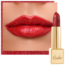 OULAC Metallic Shine Glitter Lipstick, Red High Impact Lipcolor for Christmas, Lightweight Soft and Ultra Hydrating, Long Lasting