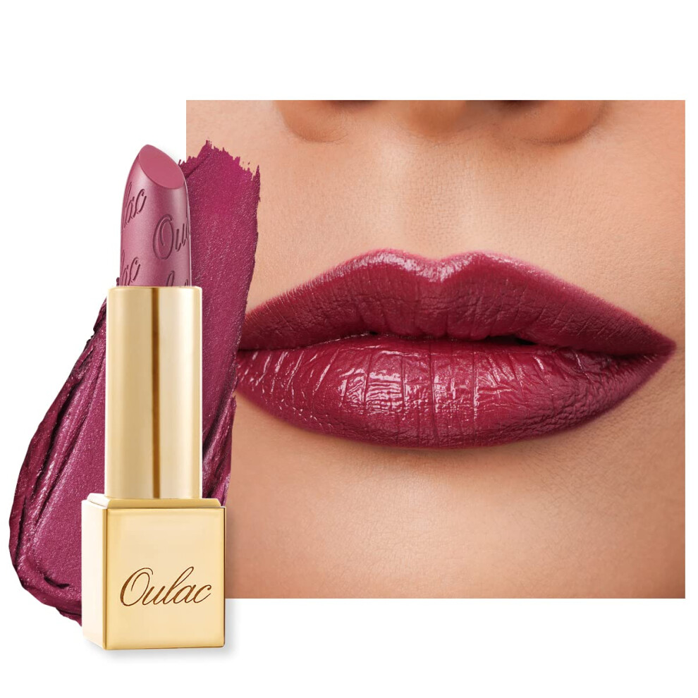 Oulac Metallic Shine Glitter Lipstick, Purple High Impact Lipcolor, Lightweight Soft And Ultra Hydrating, Long Lasting, Vegan & Cruelty-Free