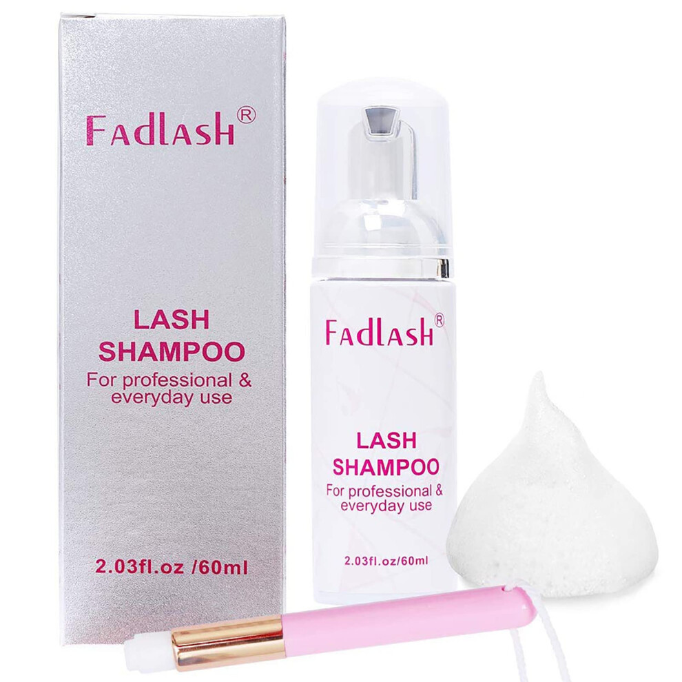 Fadlash Lash Shampoo For Eyelash Extension 60Ml Lash Cleaner Eyelash Shampoo With A Soft Brush(Lash Shampoo-2.2 Oz)