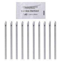 kuou 10 Pieces, 14G Sterilized Disposable Body Piercing Needles Tattoo Accessory Needles for Ear Nose Tattoo Supplies Piercing Kit