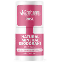 Grahams Natural Rose Mineral Deodorant - Aluminum Free Deodorant for Men & Women - All-Day Odor Protection - Safe for Sensitive Skin, 60ml